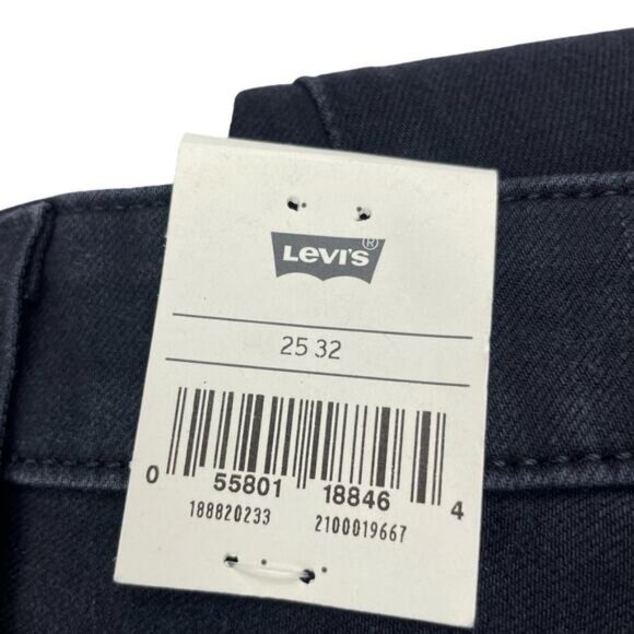 NWT LEVI'S Premium 721 High Rise Skinny Jean Size 25 x 32 Black Leather Patch - Picture 8 of 8